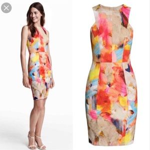H&M Watercolor Jacquard Sheath Dress